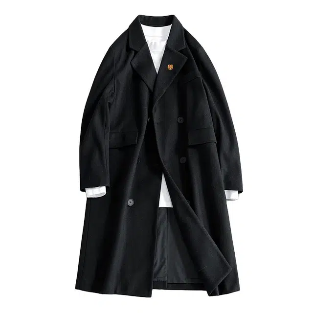 巴塞罗那足球俱乐部 毛呢男款秋季潮痞帅高级感中长款过膝衣外套大衣 男女同款