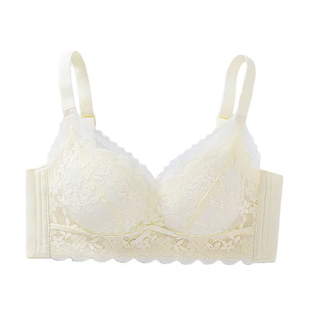 图兰朵 大胸显小聚拢透气蕾丝花薄款提拉防下垂侧收性感无钢圈收副乳文胸 女款