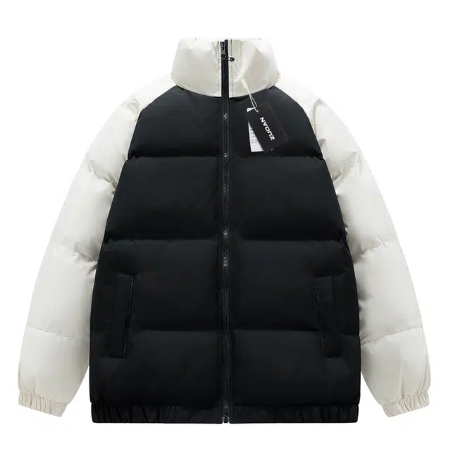 左岸 秋冬加厚保暖港风立领面包服棉衣宽松简约设计感撞色拼接潮牌棉袄外套棉服 男女同款