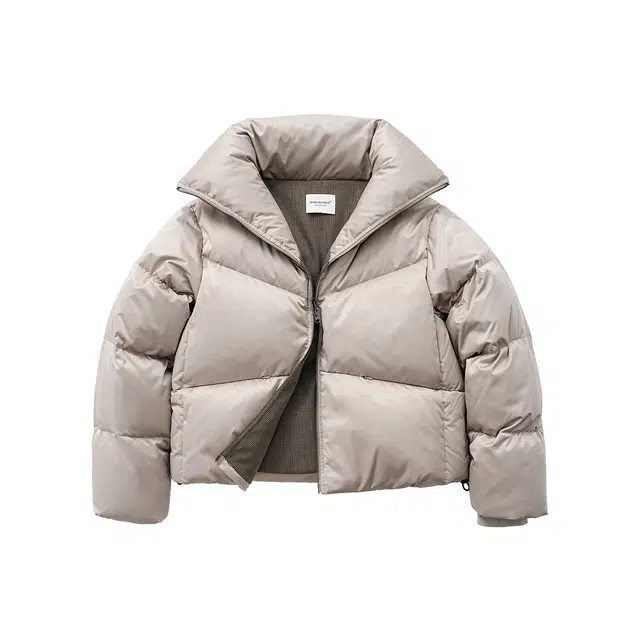 BENMYSHOWER Plaid Lined Short Down Jacket