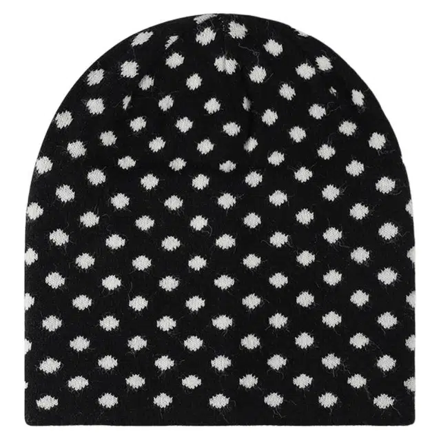 山一丸 韩系波点针织 保暖大头围 绵羊绒 绒线帽 男女同款情侣款