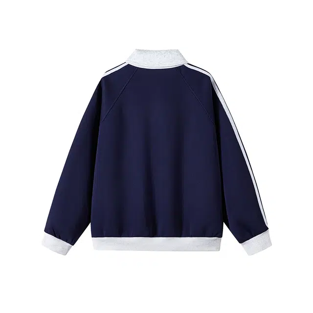 欧路得 欧路得 美式三条杠拼接卫衣男高级感慵懒风外套潮牌学院风痞帅上衣夹克 男款