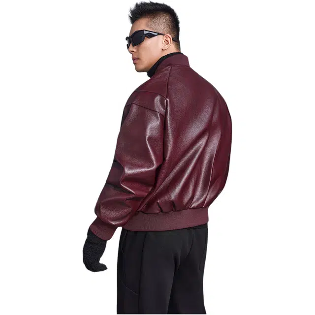 墨立方 媲美头层牛皮触感强效折痕恢复能力长袖皮衣 男款