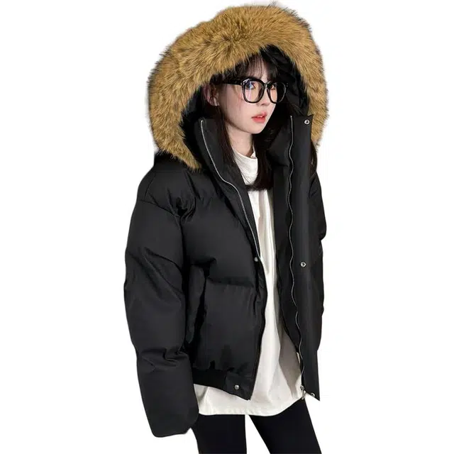 黑马漫画 美式短款毛领男款秋季痞帅高级感连帽棉服 男女同款