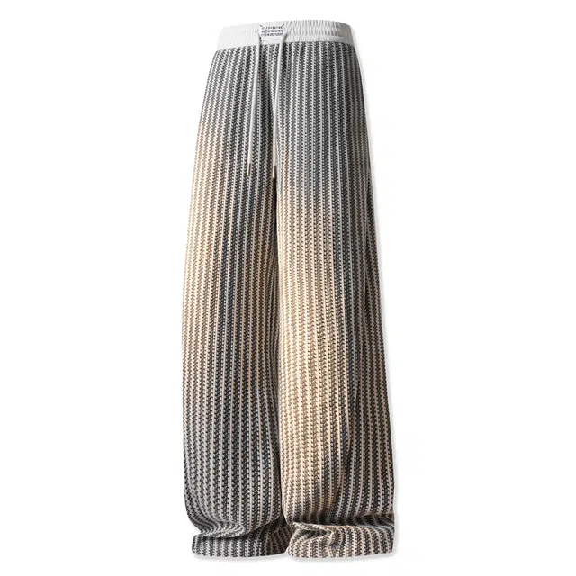 范索米 秋冬加绒款 港式复古条纹肌理感阔腿潮流百搭直筒休闲裤 男女同款