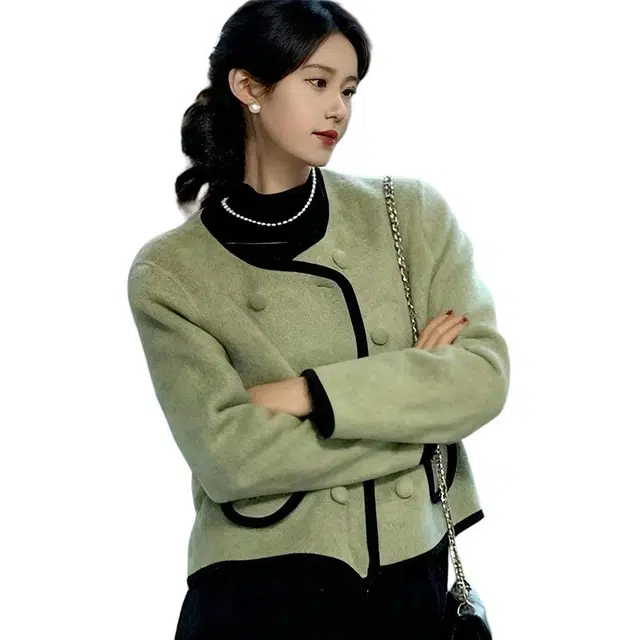 丝絮丝绸 秋冬季高级感韩剧富家千金小香风上衣截短外套 女款