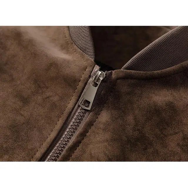 华夏儿女 秋季美式复古基础款松弛感纯色拉链夹克 男女同款