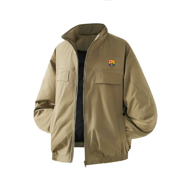 巴塞罗那足球俱乐部 美式高街潮牌复古防风飞行员机能高级感廓形加厚不臃肿立领短款工装长袖棉服 男女同款