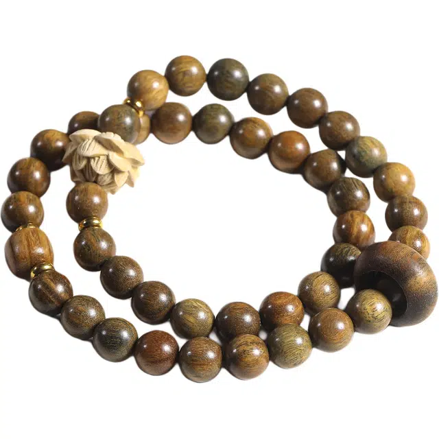 素于 【好运莲莲】新中式国潮复古莲花禅意绕指柔双圈佛珠本命年招财转运纳福文玩盘简约百搭手饰#好运 绿檀 木作手串 男女同款情侣款