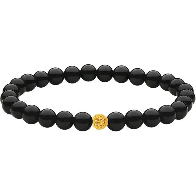 六福珠宝 经典镂空绣球造型路路通珠边轻奢精致浪漫约会气质百搭精美礼盒款#好运 玛瑙 手串 男女同款情侣款