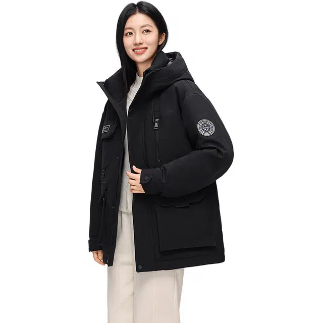 鸭鸭 山系户外系列 时尚潮流冬季工装保暖防寒休闲连帽羽绒服 男女同款