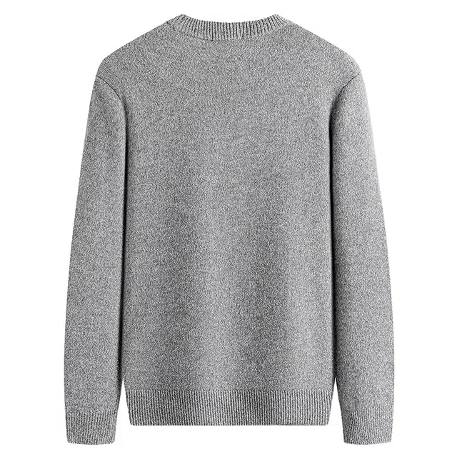 与狼共舞 纯羊毛软糯亲肤舒暖时尚复古绞花肌理圆领中长款针织毛衣 男款