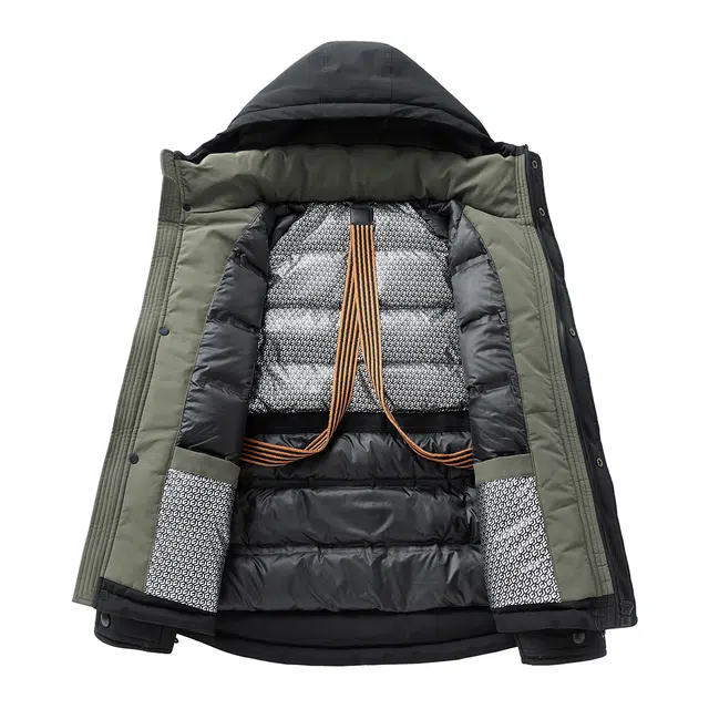 快鱼 美式复古连帽撞色保暖舒适百搭工装棉袄山系户外宽松休闲防风防水加厚抗寒落肩通勤长袖外套羽绒服 男女同款