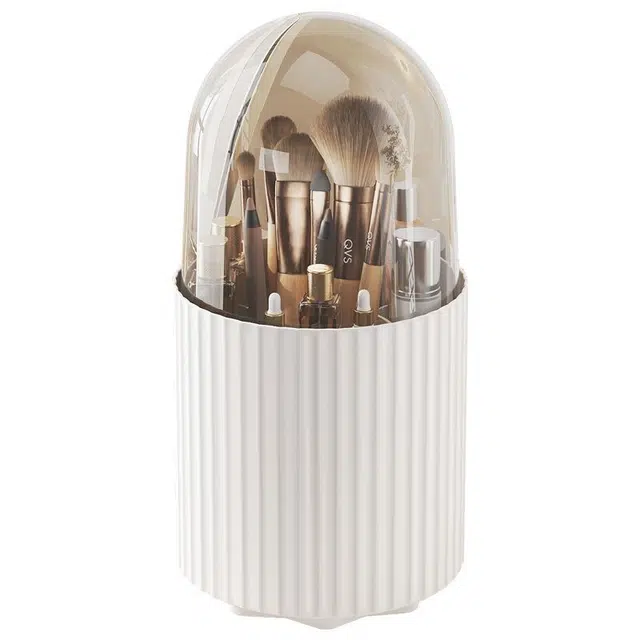 顽顽化妆刷收纳筒旋转防尘梳妆台化妆品收纳盒口红眼影置物架桌面笔筒高颜值
