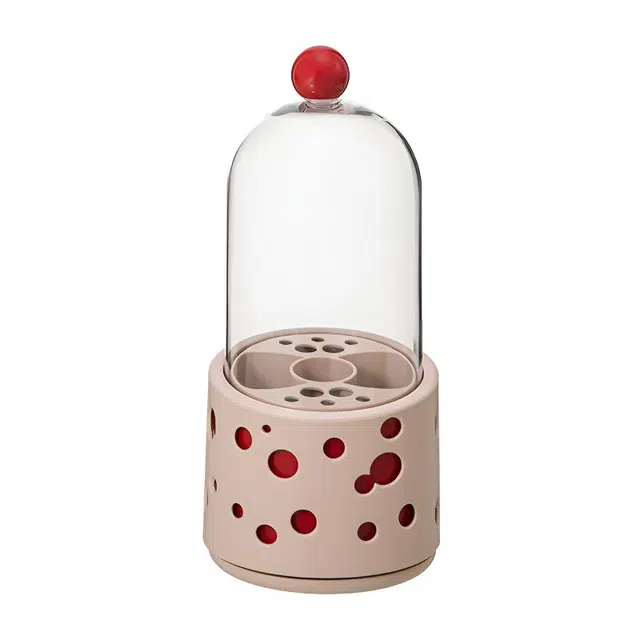 顽顽多巴胺化妆刷收纳筒旋转笔筒带盖防尘梳妆台刷子桶桌面口红置物架高颜值 防尘