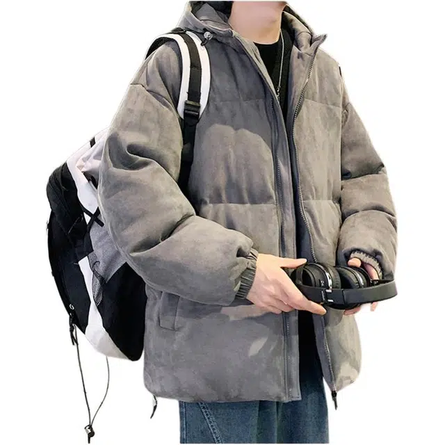 左岸 秋冬保暖港风连帽面包服棉衣宽松简约纯色潮牌外套棉服 男款