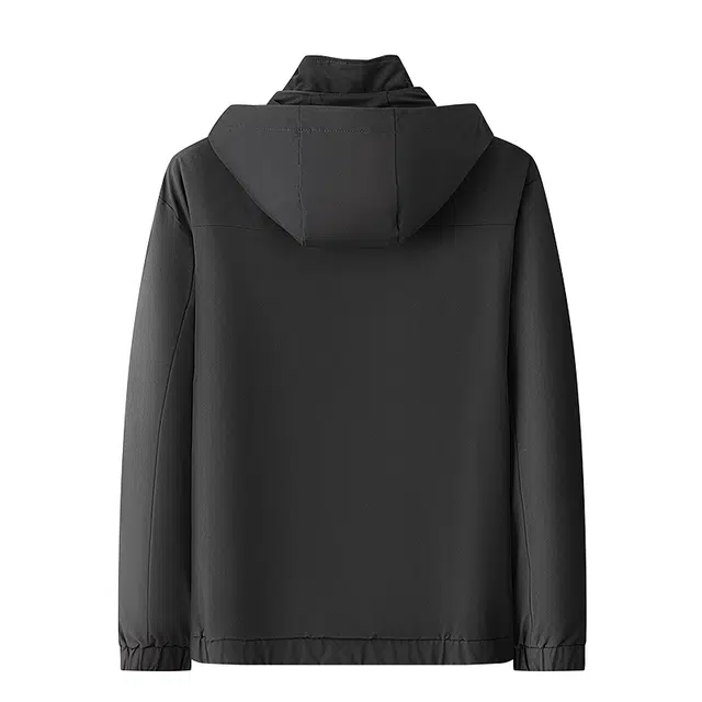 梦特娇 顺滑抗皱时尚防风简约可脱卸帽夹克外套 男款 黑色
