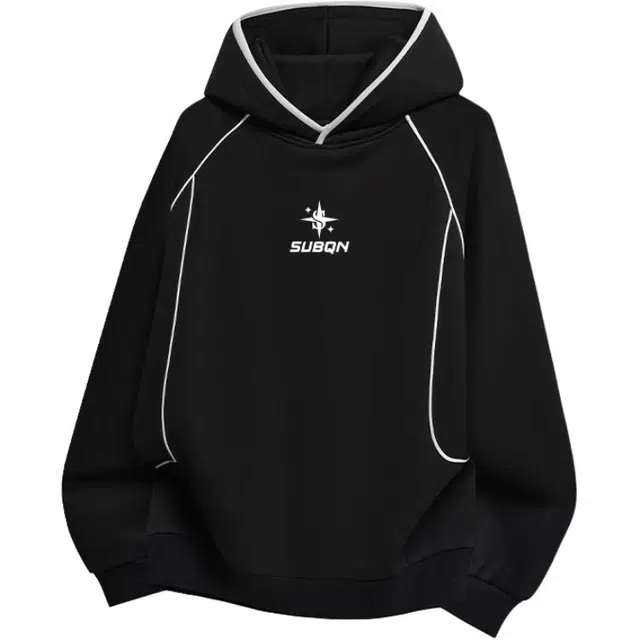 苏北青年 美式复古高街纯色小众品牌创意印花插色线条设计学院风慵懒时尚潮流百搭日常户外通勤运动休闲舒适卫衣 男女同款