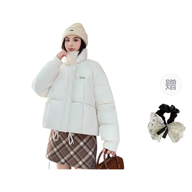 涂诗菲 韩版简约通勤宽松百搭时尚休闲慵懒风显瘦字母印花长袖外套棉服 女款