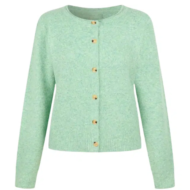 柏黛妃 韩系开衫女盐系小清新软糯毛衣纽扣外套高级百搭上衣绿色长袖女短款外搭内搭打底针织衫 女款