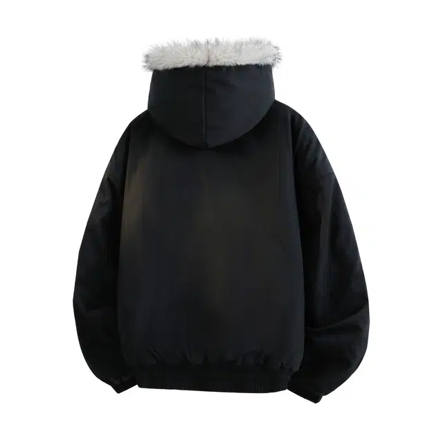 巴塞罗那足球俱乐部 美式复古纯色简约基础款连帽舒适百搭休闲户外保暖高级感飞行外套通勤日常长袖棉服 男女同款