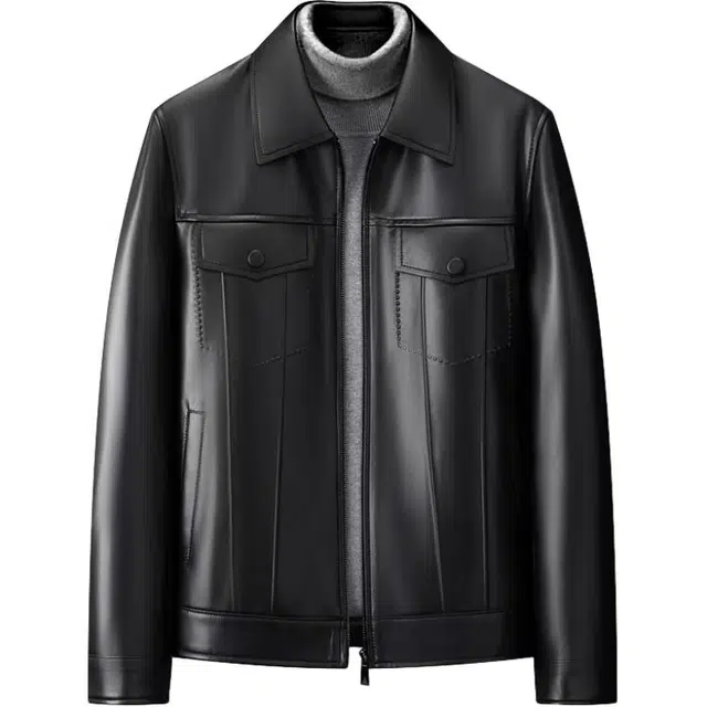 袋鼠 美式复古轻奢真羊皮修身机车服翻领外套游玩户外防风耐磨易打理时尚甄选皮衣 男女同款