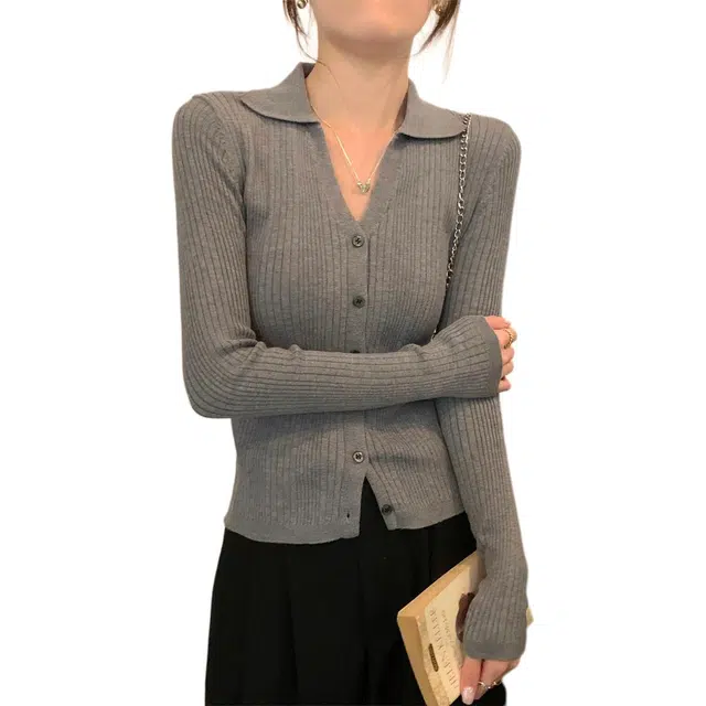 思蓓儿 纯色修身适中长袖针织衫 女款