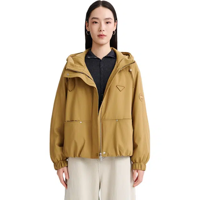 羽物 白鸭绒连帽宽松纯色常规长袖直筒通勤风羽绒服 女款