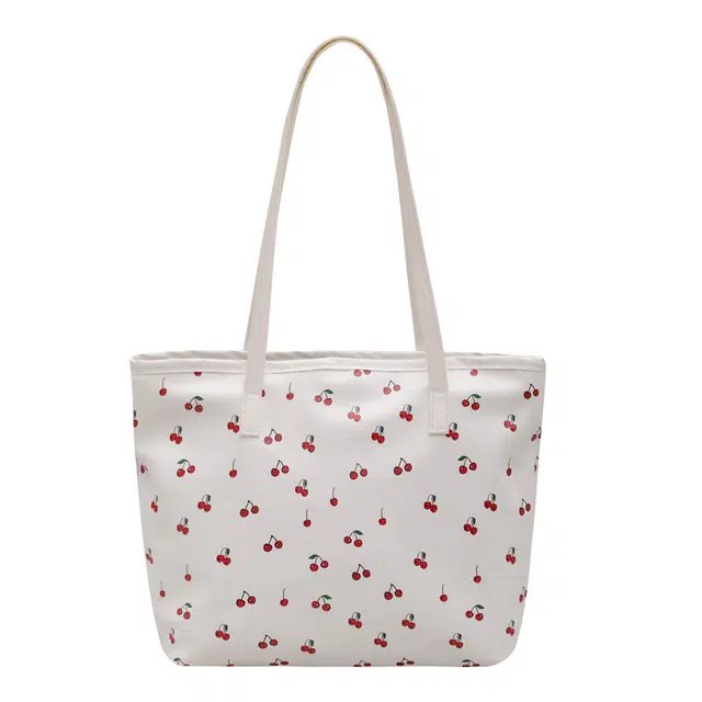 米囹 樱桃印花可爱风格 大容量 初中高中经典街头男女同款 轻盈 斜跨包 常规 白色/黑色/红色/棕色