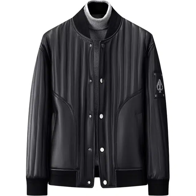 袋鼠 纯色复古阔挺高街都市机能简约翻领真羊皮夹克外套日常游玩户外休闲百搭机车骑行服防风易打理皮衣 男女同款