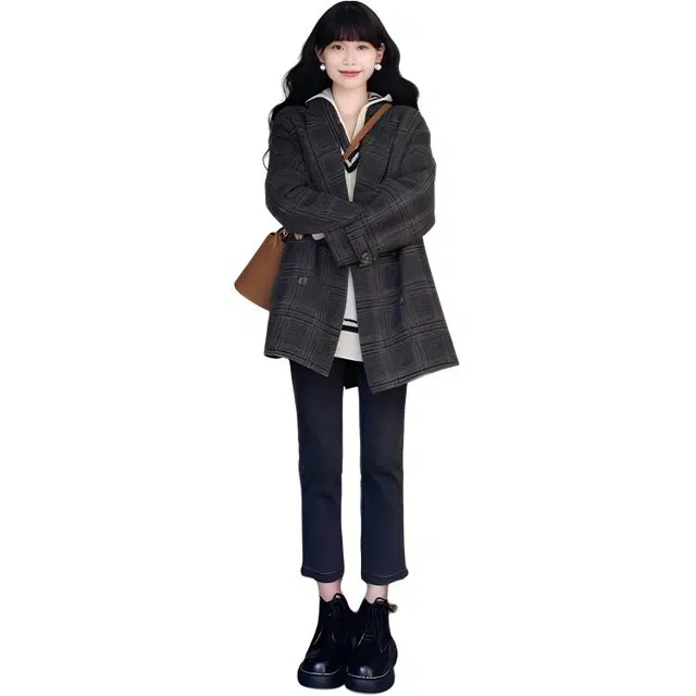 丝絮丝绸 小香风高级感慵懒韩版中长款外套大衣 女款