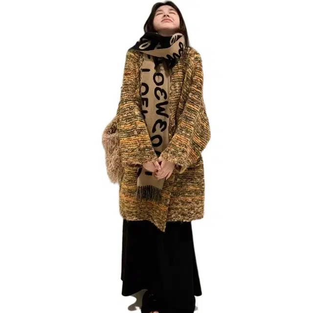 丝絮丝绸 秋冬宽松百搭松弛感慵懒风高级感气质中长款开衫针织衫 男女同款