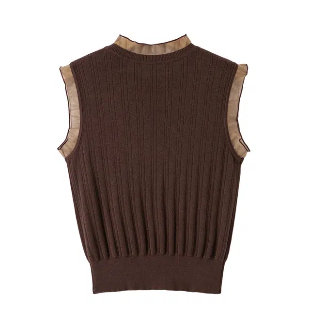 晚白 莱赛尔棉上衣百搭纯色气质通勤针织背心 女款