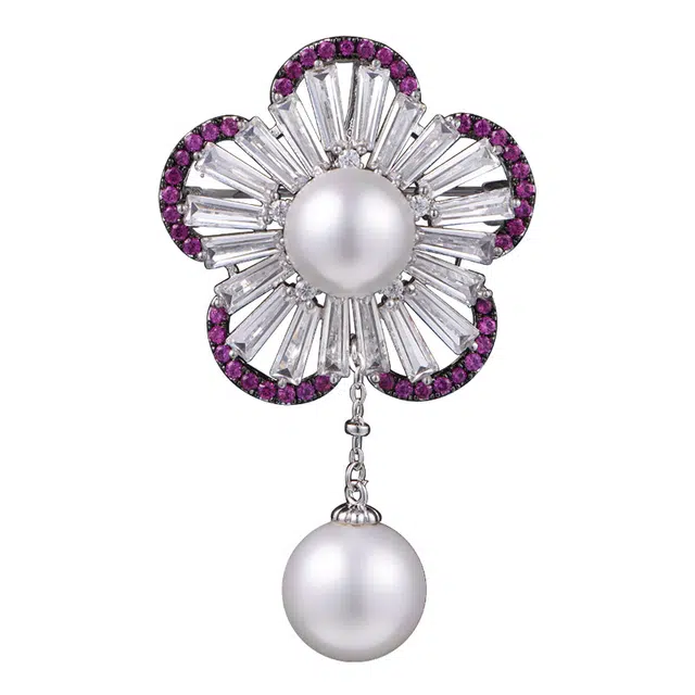 兰盈 珍珠花 环保合金 胸针 女款