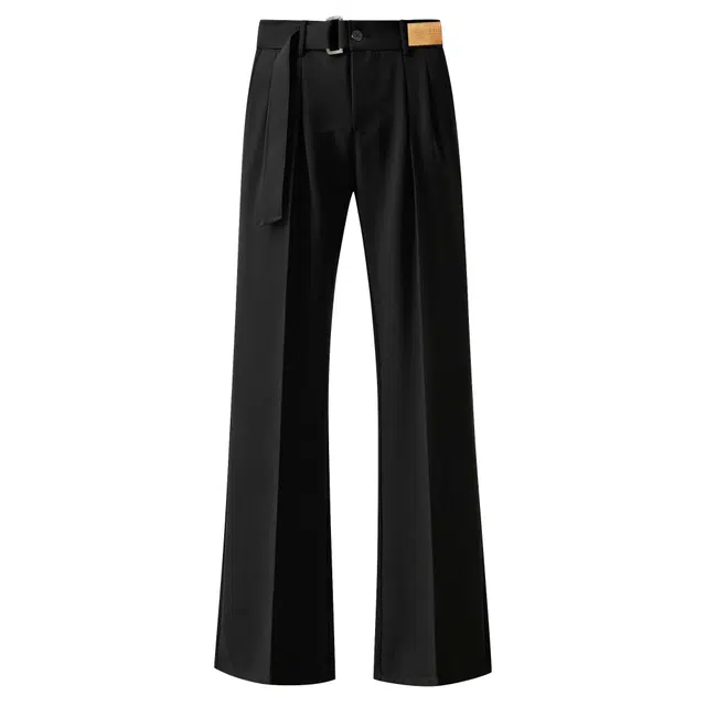 蓝精灵 垂感免烫抗皱美式高街潮牌纯色基础时尚可调节松紧腰设计百搭舒适亲肤透气户外日常通勤直筒西装裤 男女同款