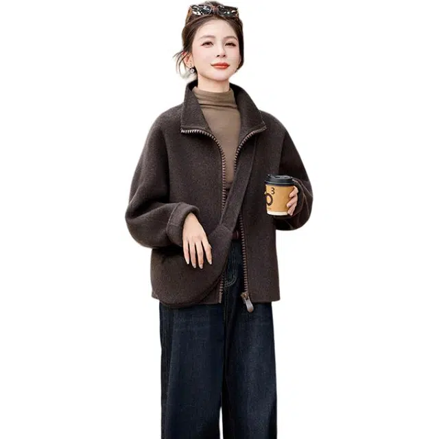 袋鼠 双面羊毛短款小个子宽松高级感上衣大衣 女款