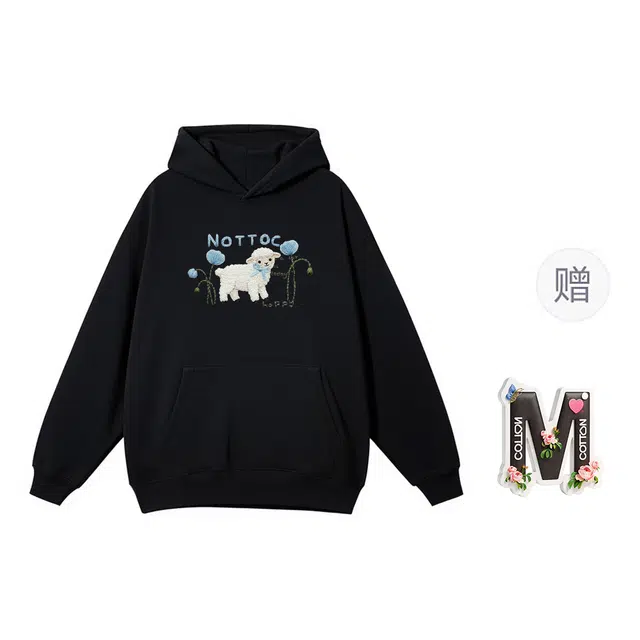 棉购 潮流美式连帽设计感印花宽松卫衣 女款