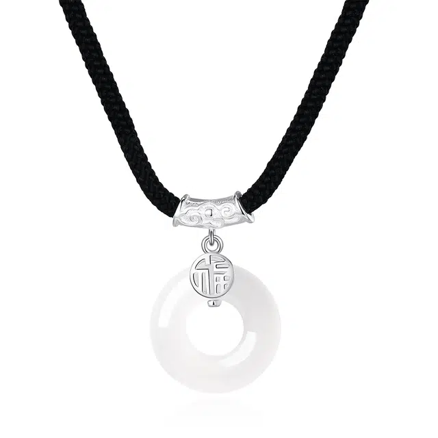 老庙 平安扣 新中式国风时尚简约大气优雅清冷感经典高级设计 日常百搭显贵气质 玉髓 项链 女款