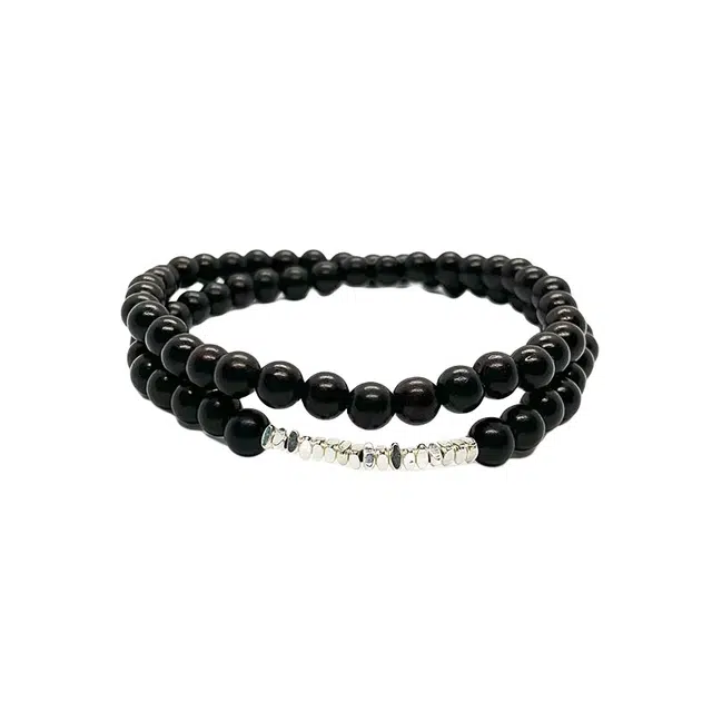 富珠汇 【财源滚滚】碎银几两八方来财新中式国潮复古文玩转运佛珠双圈叠戴 檀木 木作手串 男女同款情侣款