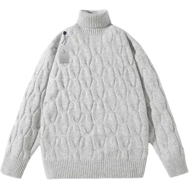 袋鼠 秋冬季韩版加厚保暖潮牌内搭高级感高领慵懒松弛氛围打底衫开衫上衣针织衫 男女同款