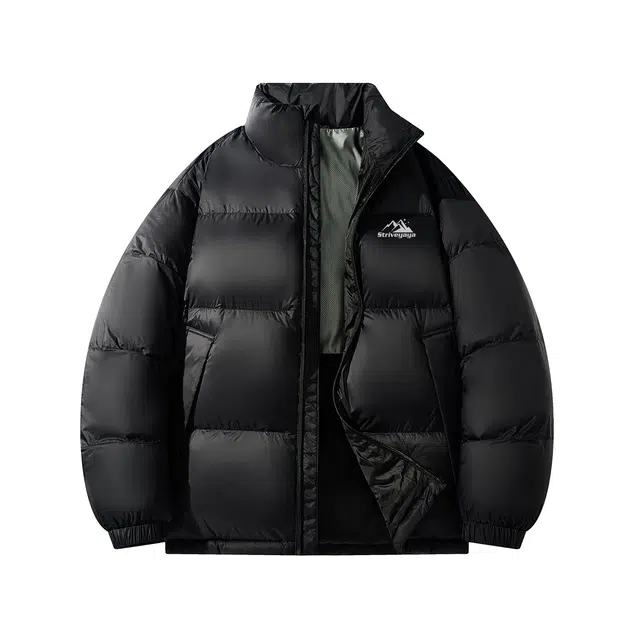 鸭鸭 立领时尚潮流经典撞色宽松舒适保暖防风防寒拉链长袖面包服百搭休闲羽绒服 男女同款