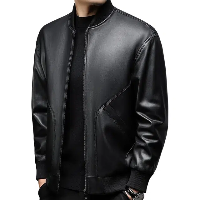 太子龍 美式复古棒球领中青年秋装帅气皮衣 男款