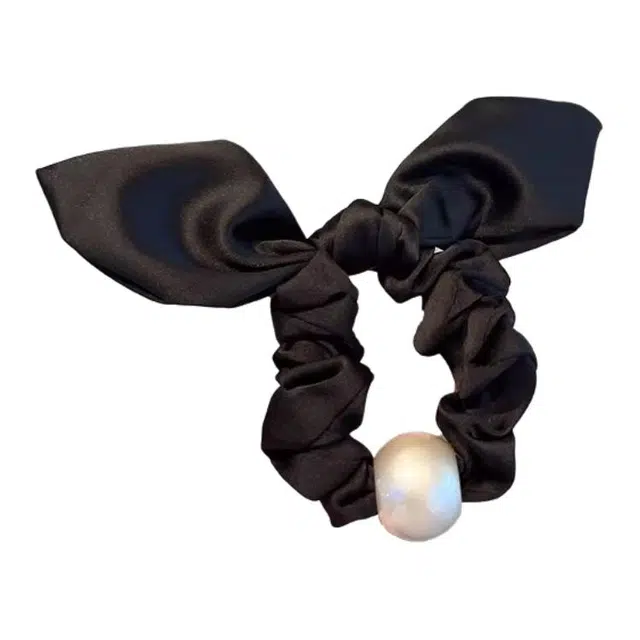 希铃 法式兔耳朵蝴蝶结珠珠 布艺 发圈 女款