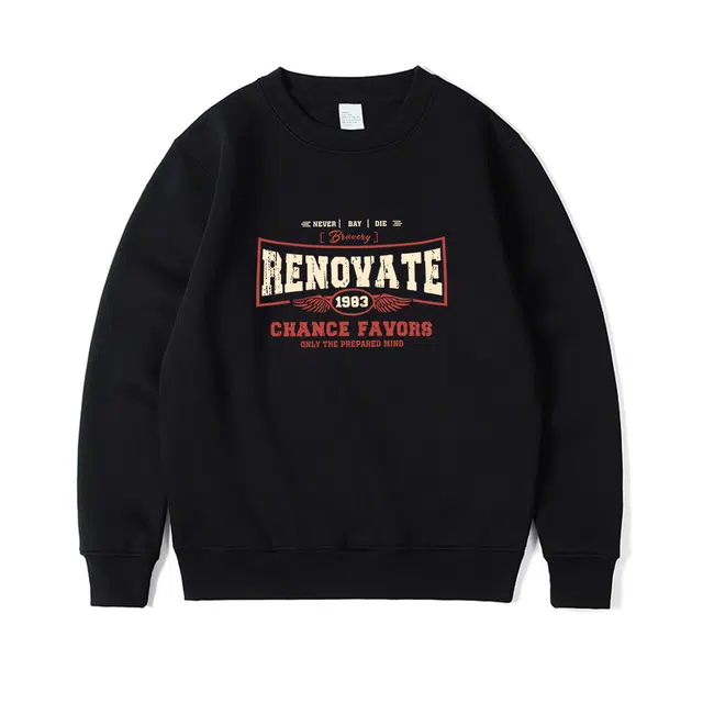 莫代尔 秋冬休闲街头学院风时尚百搭美式圆领潮流大码嘻哈卫衣打底衣 男女同款