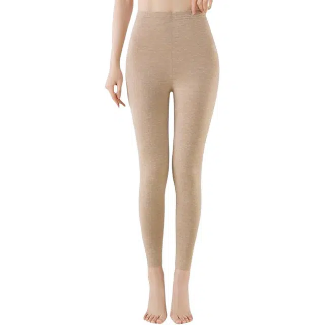 潞优野 轻奢羊毛桑蚕丝打底裤无痕百搭纯色秋冬季内穿修身显瘦加绒加厚防寒舒适秋裤保暖裤 女款