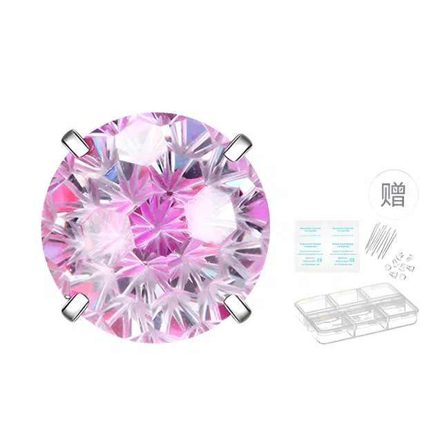 乃瑭 「爆闪烟花 粉撞紫」渐变天火烟花切 养耳洞防过敏异形耳骨 小众精致氛围感日常设计个性学生百搭 钛钢 耳钉 男女同款情侣款