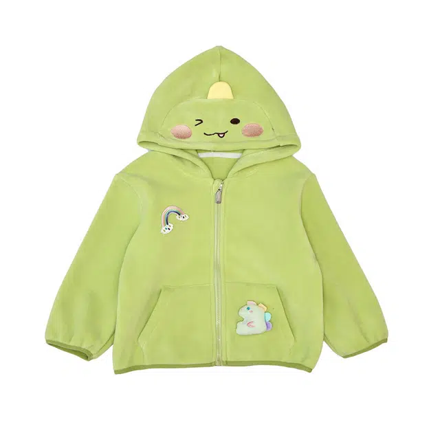 木清清抓绒衣 韩版可爱连帽恐龙保暖外套 儿童款
