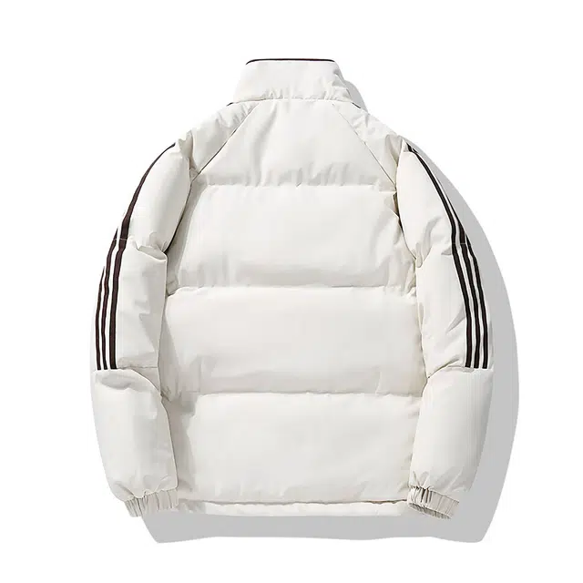 左岸 秋冬加厚保暖立领面包服棉衣青少年港风潮牌休闲宽松设计感撞色拼接条纹简约棉袄外套棉服 男款