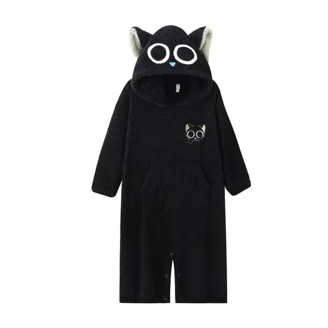 米囹 可爱小恶魔加厚绒女冬季睡袍秋冬连体珊瑚绒家居服睡衣套装 女款