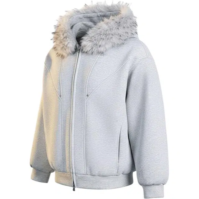 梓润格 美式复古连帽基础简约时尚百搭保暖宽松可拆卸毛领棉衣外套卫衣 男女同款